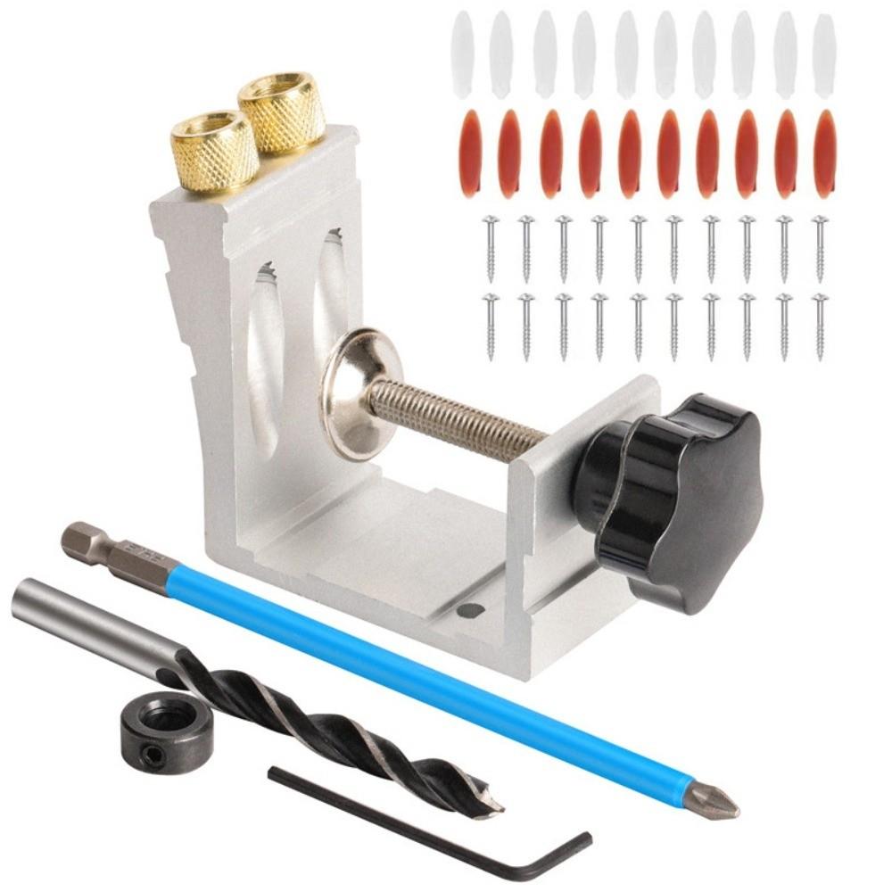 

Adjustable Pocket Hole Jig Inclined Hole Joint Locator Woodworking Guides Wood Drilling срібний