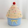 House Shape Cotton Rope Woven Storage Basket with Lid Large Capacity  Cute Bedroom Storage Basket Dustproof Cosmetics Storage