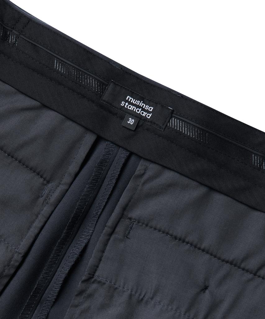 MUSINSA STANDARD Relaxed Tapered Hidden Banding Crop Slacks [Iron Gray]