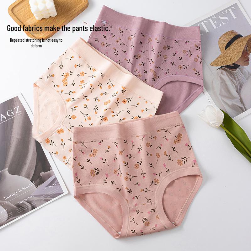 Braguitas de algodón de cintura alta para mujer: antibacterianas, de corte holgado, pantalones cortos de talla grande para mamás de mediana edad y mayores.