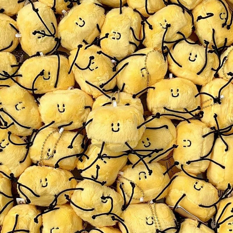 Plush Butter Doll Charm Keychains Sweet Cute Pendant Car Keyring Backpack Decoration Fashion Jewelry for Women Girl