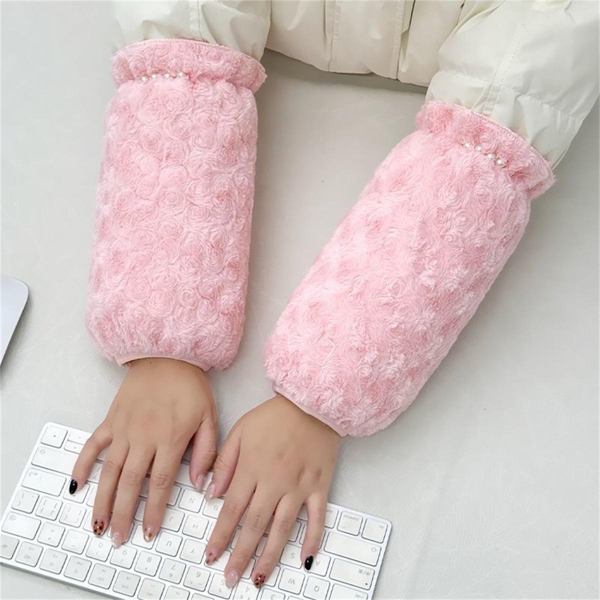 

Women s long sleeves, autumn and winter adult student short style, plush pearl, office, stain-resistant and dirt-proof, hand-pro