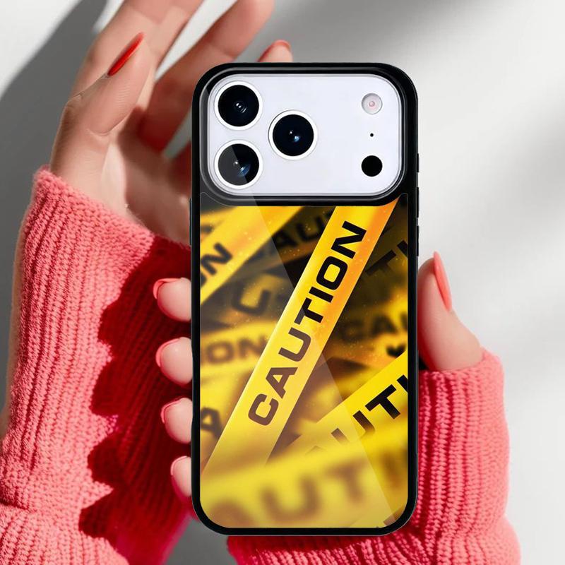 Caution Yellow Phone Case for iPhone 17 16 15 14 13 Pro Max Back Cover for 12 11 Pro Coque