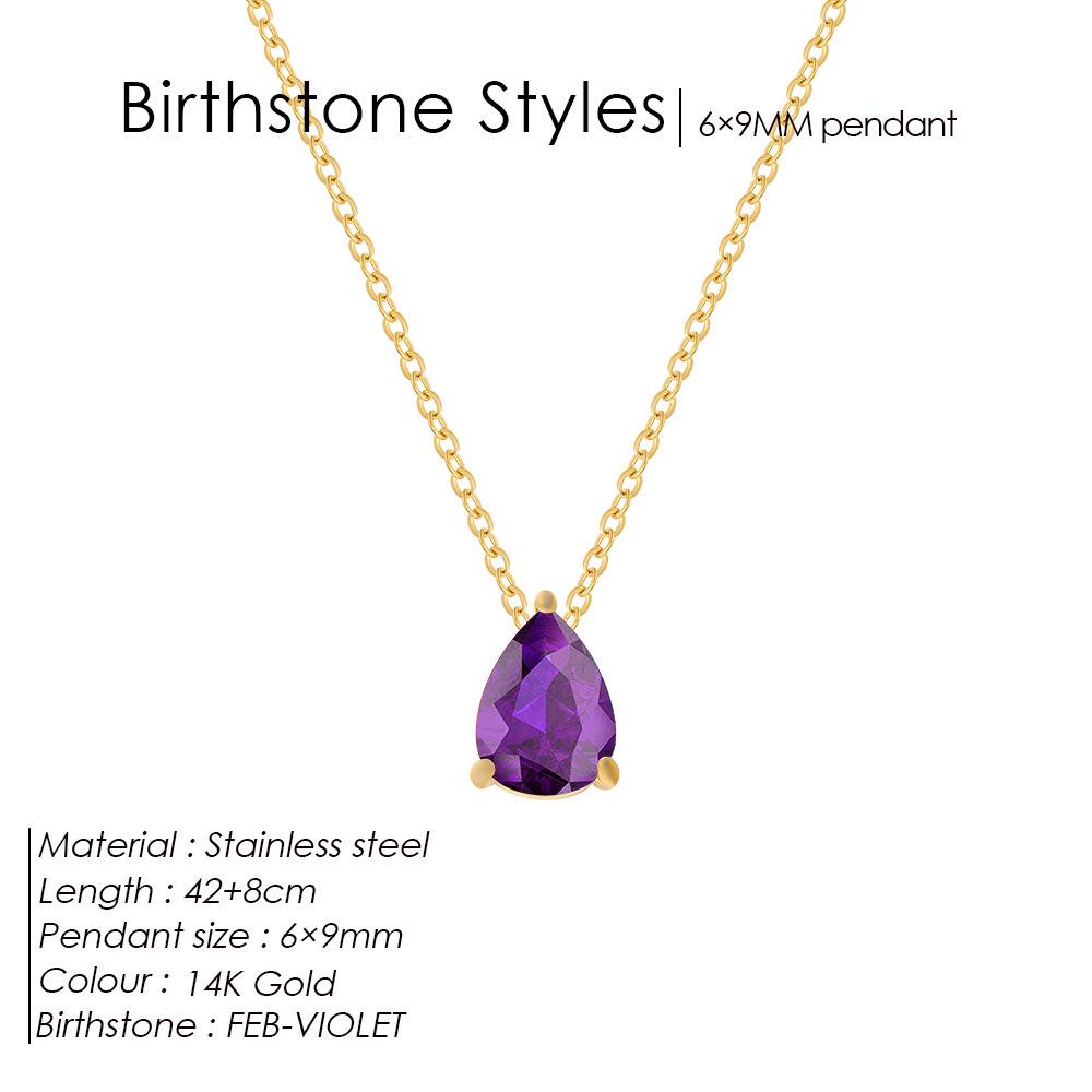 Teardrop Pear-Shaped Zircon Necklace, Titanium Steel with December Birthstone, Non-Fading Vacuum-Plated Jewelry