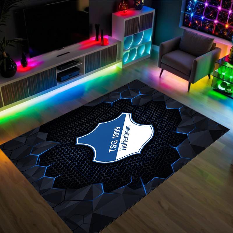 TSG Hoffenheim FC Design Kristall Samt Teppich Gemütlich Nicht?Rutschfester Teppich mit Aufdruck für Schlafzimmer Wohnzimmer Eingang