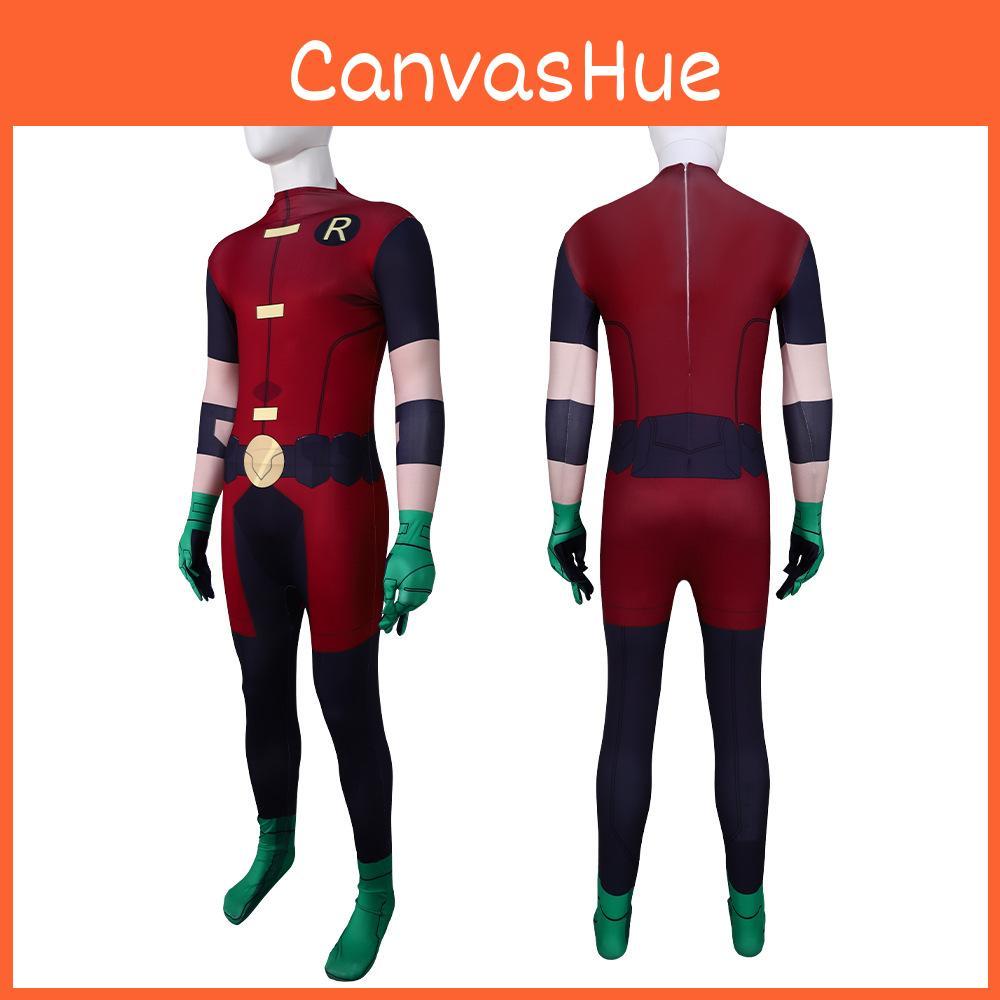 Jumpsuit Superhero Robin With Eye Patch Cloak For Halloween Cosplay And Party