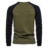 Autumn Winter Men Bottoming Top Slim Fit Raglan Sleeve Patchwork O Neck Pullover Stretchy Long Sleeves Mid Length Fitness Exercise Daily Wear Shirt