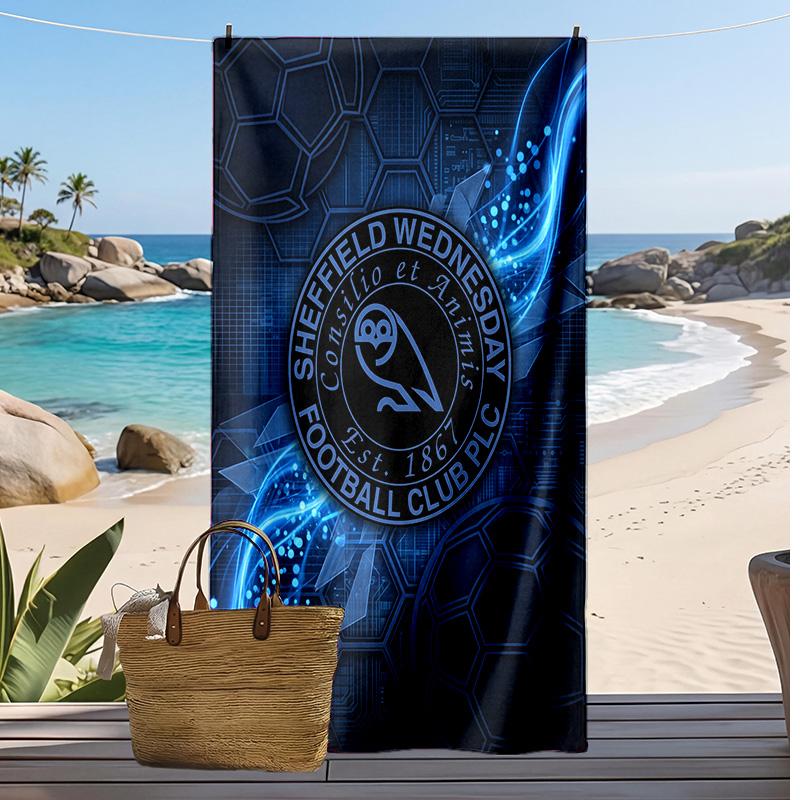 Asciugamano da Spiaggia con Stampa del Sheffield Wednesday Football, Asciugamano Grande Morbido Asciugatura Rapida per Spiaggia Campeggio Nuoto