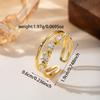 Ol Style Double Layer Gold Open Ring, Micro Paved Zircon Adjustable Stackable Minimalist Ring For Women