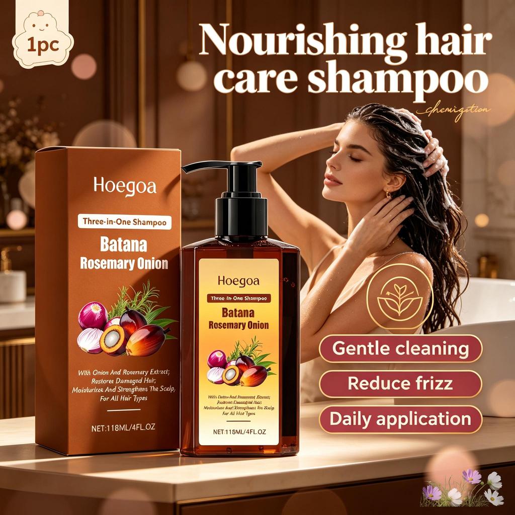 Hoegoa Moisturizing Hair Shampoo For Dry Damaged Hair Nourishing Scalp Care Smooth Strong Hair Daily Cleansing 118ML