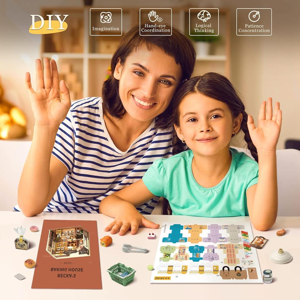 25CM Robotime Rolife Becka's Baking House 3D Puzzle DIY Miniature Dollhouse Kit Amazing Gift for Children DG161