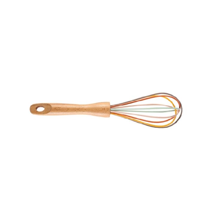 Manual Eggs Beater Woodens Handle Silicone Beater Heat Resistants Stirring Rod 1