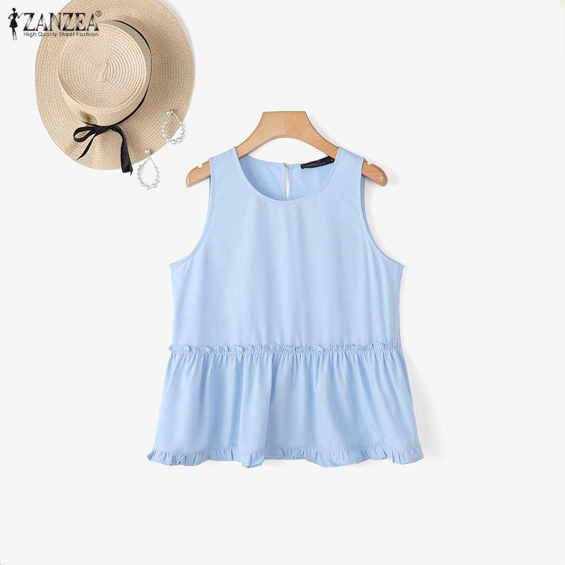 ZANZEA Women Summer Casual Round Neck Sleeveless Tank Tops