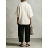 Women Loose V Neck Short Sleeve Cotton Linen Summer Shirt