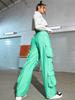 Rose Beauty A Flap Pockets Drawstring Ruched Cargo Parachute Pants