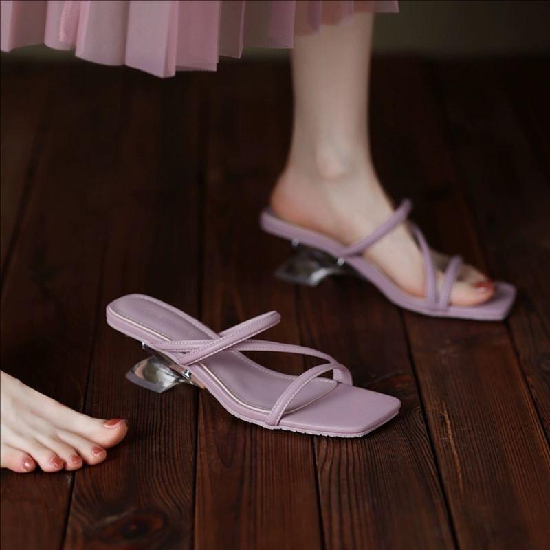Fashion Summer Concise Fashion Women Sandals Thin Heels Narrow Band Peep Toe Slingback Sandals Lightweight Cross-Tied Lady Slippers