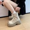Fashion Women's Boots Retro Leather Designer Shoes for Women Luxury Short Boots Platform Non-slip Motorcycle Shoes Round Toe Ankle Boots