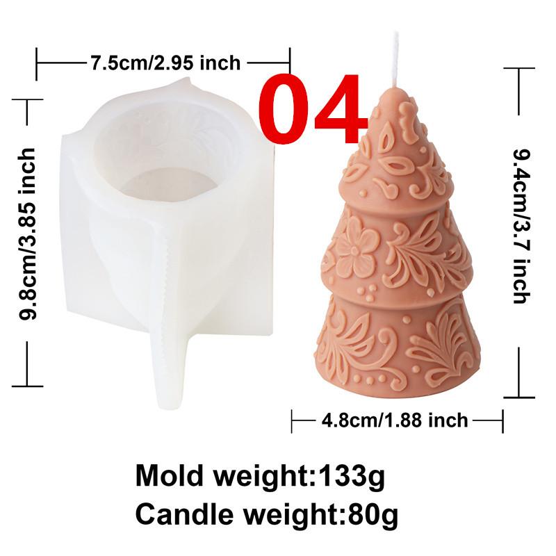 Christmas Tree Silicone Candle Mold  Rotating Snowflake Round Star Patterned Christmas Tree DIY Aromatherapy Candle Gypsum Decor