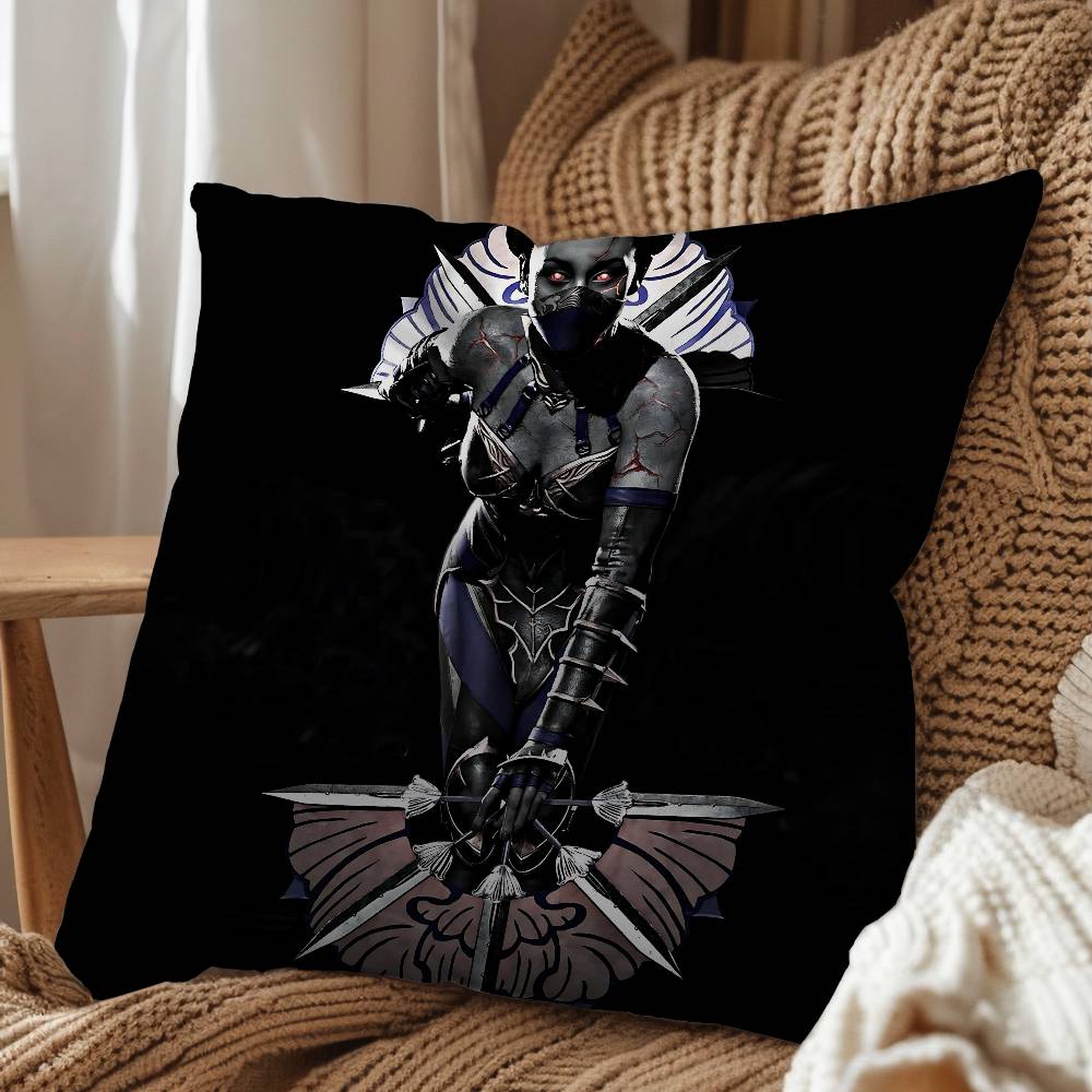 Johnny Cage Kitana Mortal Kombat Pillow Case Square Double-Sided Printing Short Plush Sofa Cushion Cover Bedroom Bedside Pillow