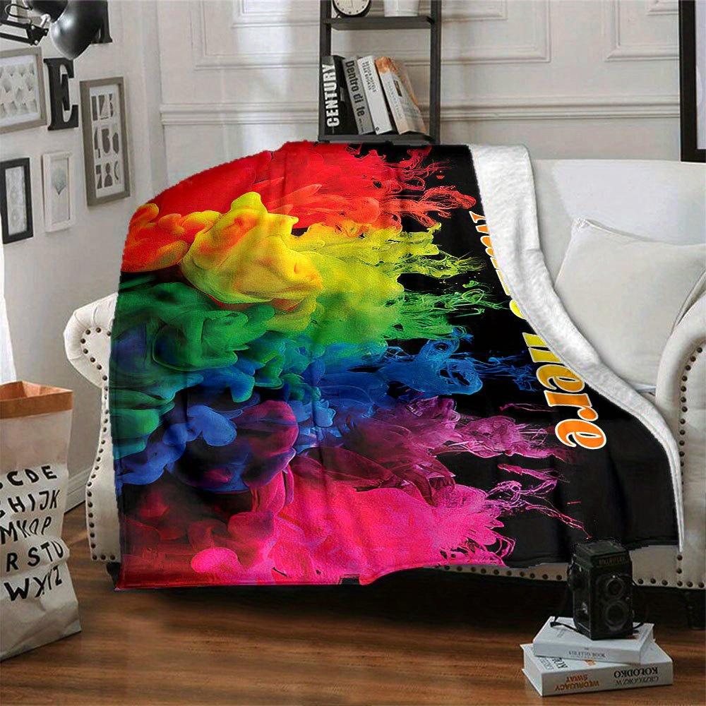 Colorful Rainbow Ink Spread Blanket Unique Artistic Home Decor Gift For Any Occasiont18
