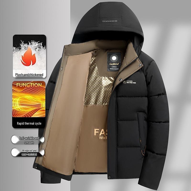 Men's Thick Warm Hooded Cotton Jacket - Winter Casual, Versatile Style