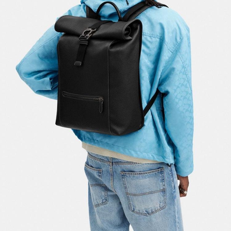 New COACH Leather Backpack Men's Black CJ834-BLK
