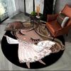 3D Cute Ballet Girl Ballerina Fairy Cartoon Area Rug,Round Carpet for Living Room Bedroom Sofa Decoration,Kid Non-slip Floor Mat