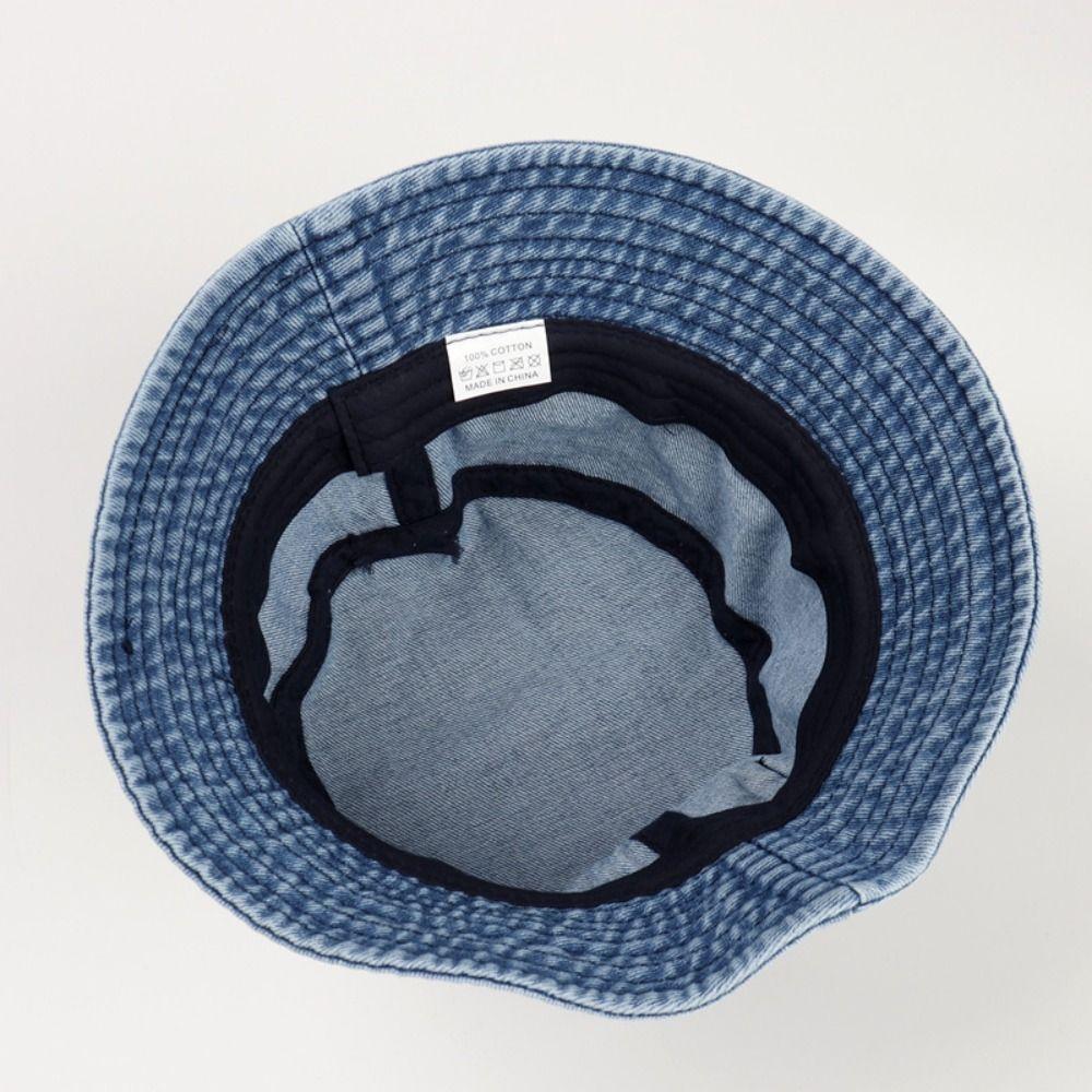 Solid Color Pocket Sun Hats Vintage Fisherman Cap New Denim Bucket Hat  Men Women