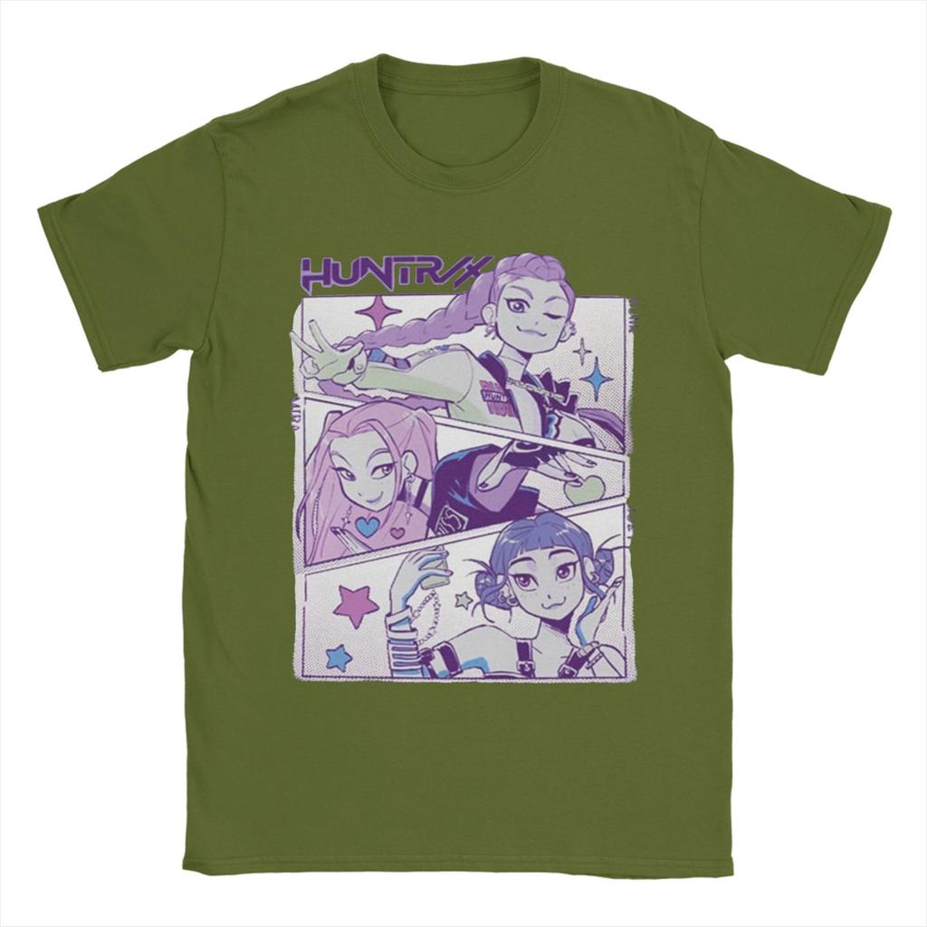 K–Pop Demon Hunters huntrix Rumi, Zoey and Mira T-Shirt Short Sleeve Streetwear Tops Summer Cotton Comfortable Plus Size Clothes