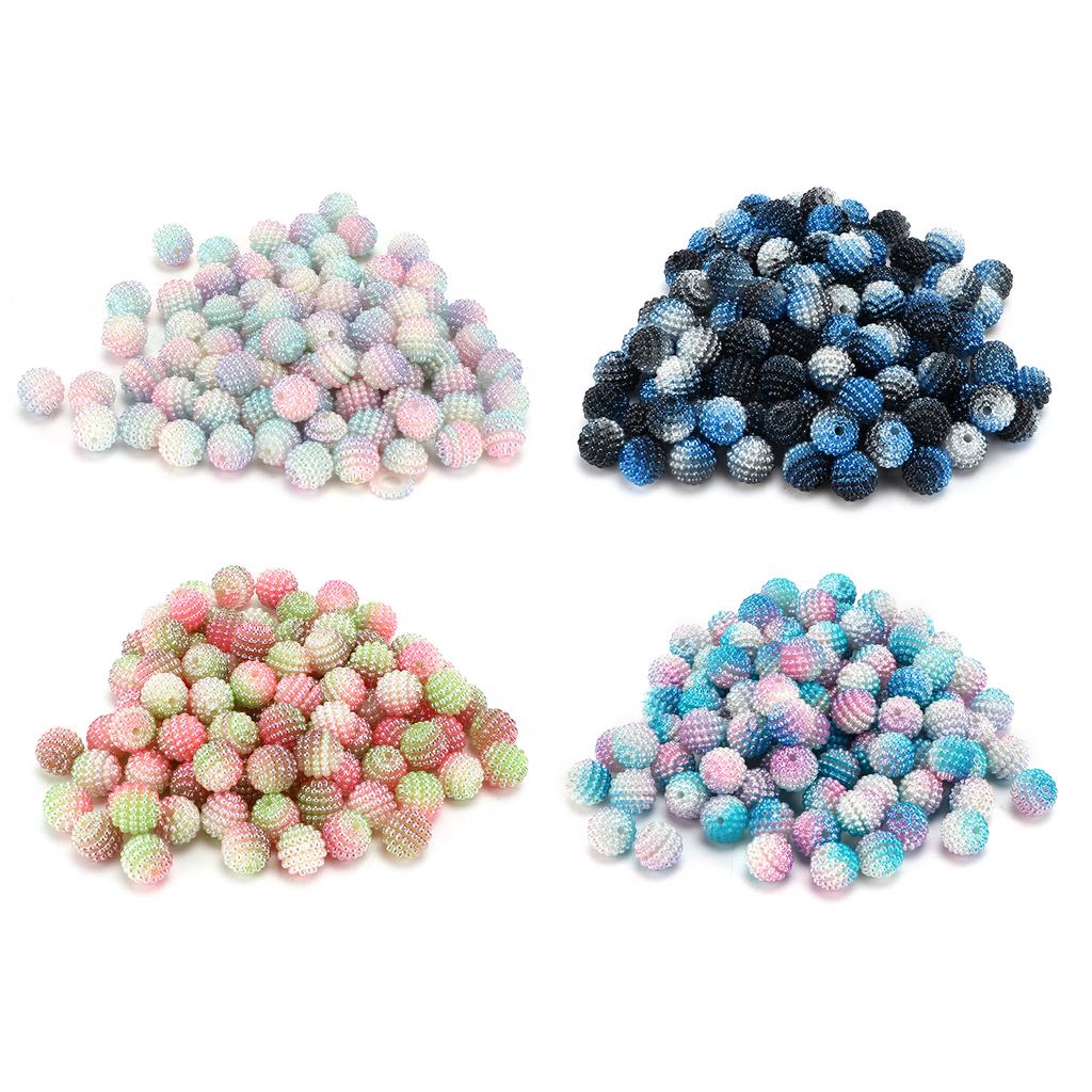 200pcs Pearl Beads Color Pearlized Gradient Bayberry Shaped Bubble Beads with Hole for DIY Jewelry M