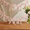 1 String of 12pcs Tulle Bow Garland Pink Bowknot Banner Garlands for Decoration Ribbon Garland Party Banner for