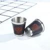4 ks 70ml nerezových panáků s koženým pouzdrem Espresso panáky Barové potřeby Nápojová nádoba Kempování Domov Restaurace Hrneček