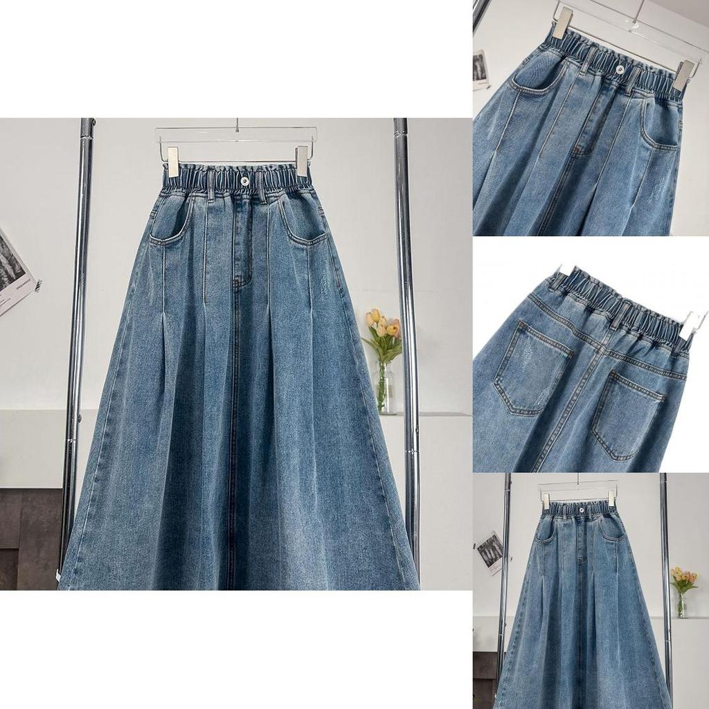 Denim A Line Skirt For Plus Size Women With Button Details For Fall 2025