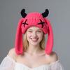 New Little Monster Handmade Knitted Wool Hat Autumn and Winter Thickened Warm Plush Hat Sweet Cool Babe Baotou