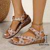 Chaussures Velcro de grande taille Sandales à semelles épaisses Talons compensés cousus pour femmes Tongs de plage