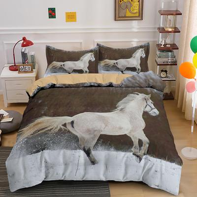 Horse Dog King Queen Bedding Set 3D Printed Animals Adult Kids Gift Duvet Cover Wildlife Quilt Cover Polyester Comforter Cover