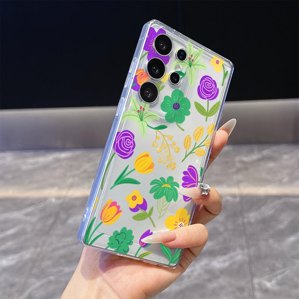 Vibrant Floral Pattern Phone Case for Samsung Galaxy S26 S25 S24 S23 S22 S21 S20 FE Plus Lucency TPU Protection Cover