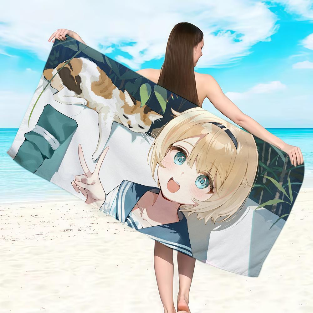 V-Kazama Iroha Towel Soft Lightweight Anti-Sand Large Beach Towel Quick-Drying Bath Sports Family