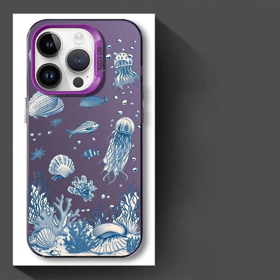Colorful Silver Marine Organisms Phone Cover Case for iPhone 17 Pro Max 13 11 Air 14 Plus 16 15 12 Pro