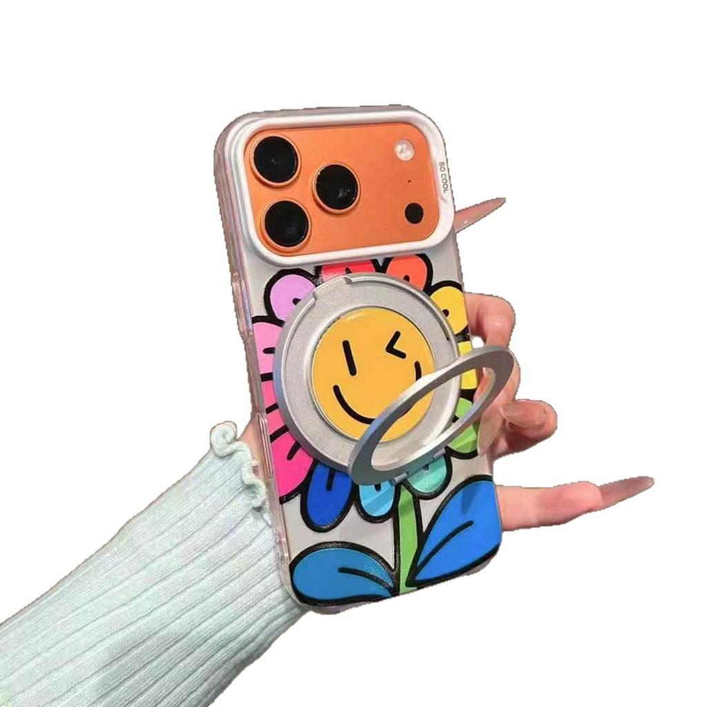 Colorful sunflower is suitable for Apple promax mobile phone case rotating bracket Huawei Xiaomi oppovivo.