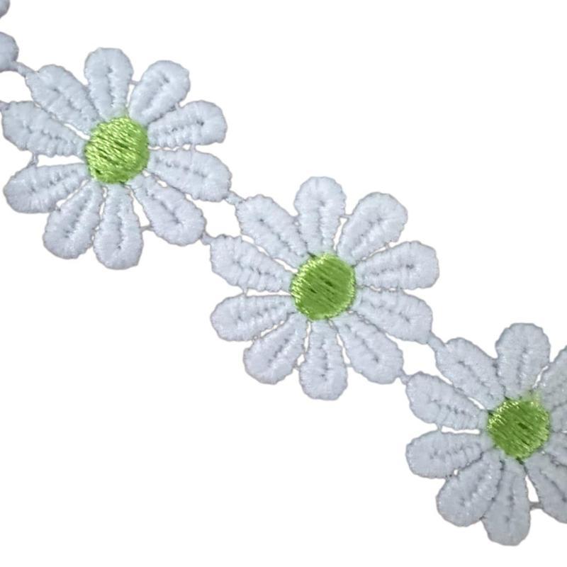652F Flower Lace Ribbon 1 Yard 25mm Wide Embroidered Lace Trim Sewing Ribbon for Wedding Dress Clothing Embellishment