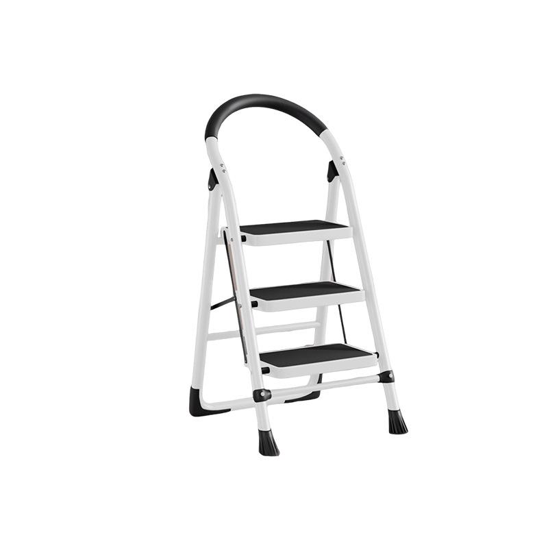 Portable A-frame Ladder with Tool Tray and Handrail, Wide Pedal for Indoor Use