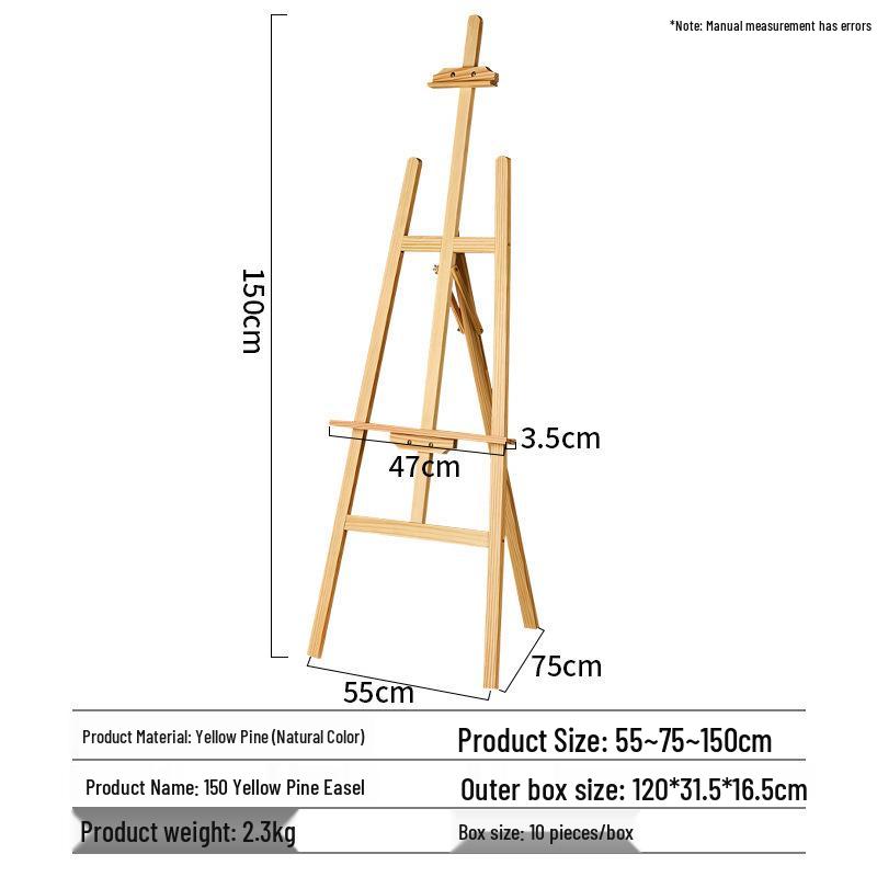 

Left-Opening Red Beech Wood Easel for Art Students, Height-Adjustable with Drawer, Ideal for Sketching and Oil Painting