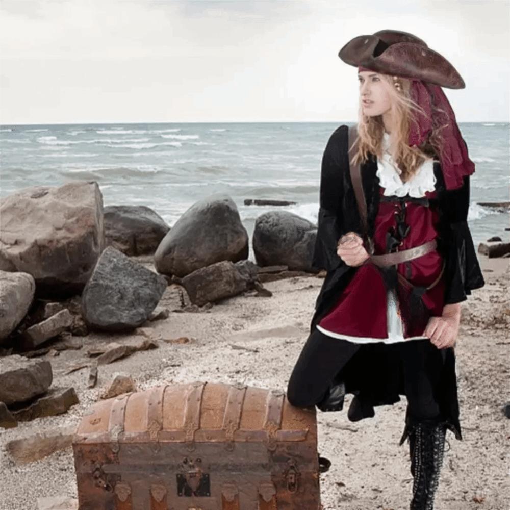 Triangular Captain Tricorn Hat PU Leather Masquerade Party Cosplay Hat  Performance