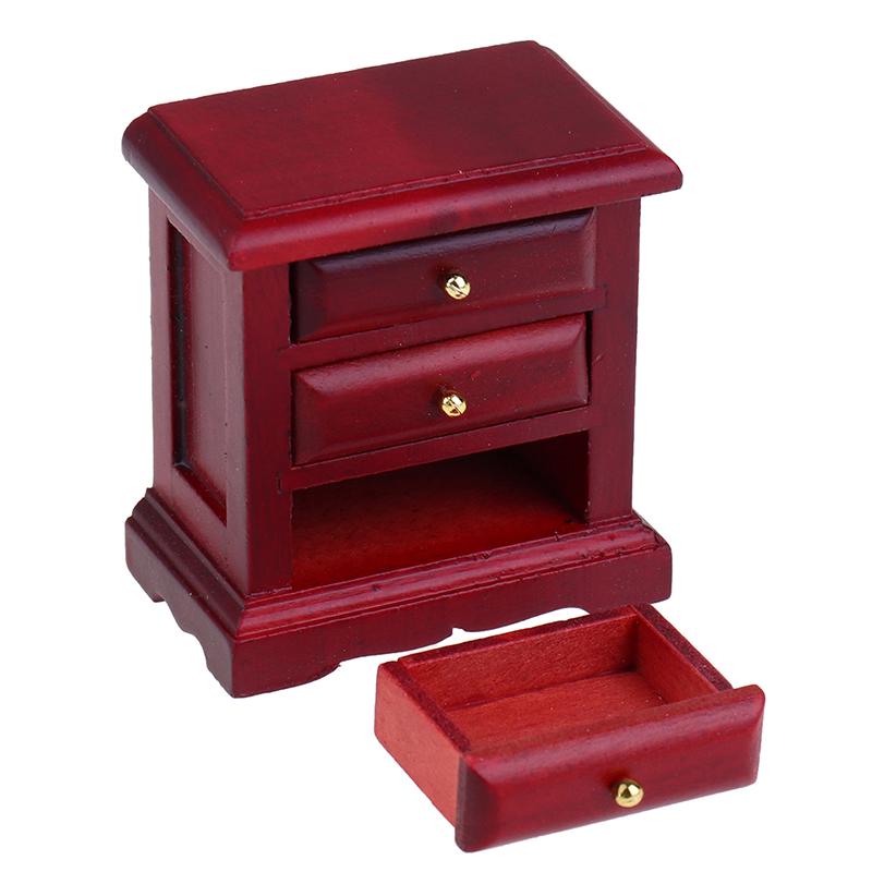 1:12 Dollhouse Miniature Bedside Cabinet Drawer Cabinet Doll House Bedroom Decor