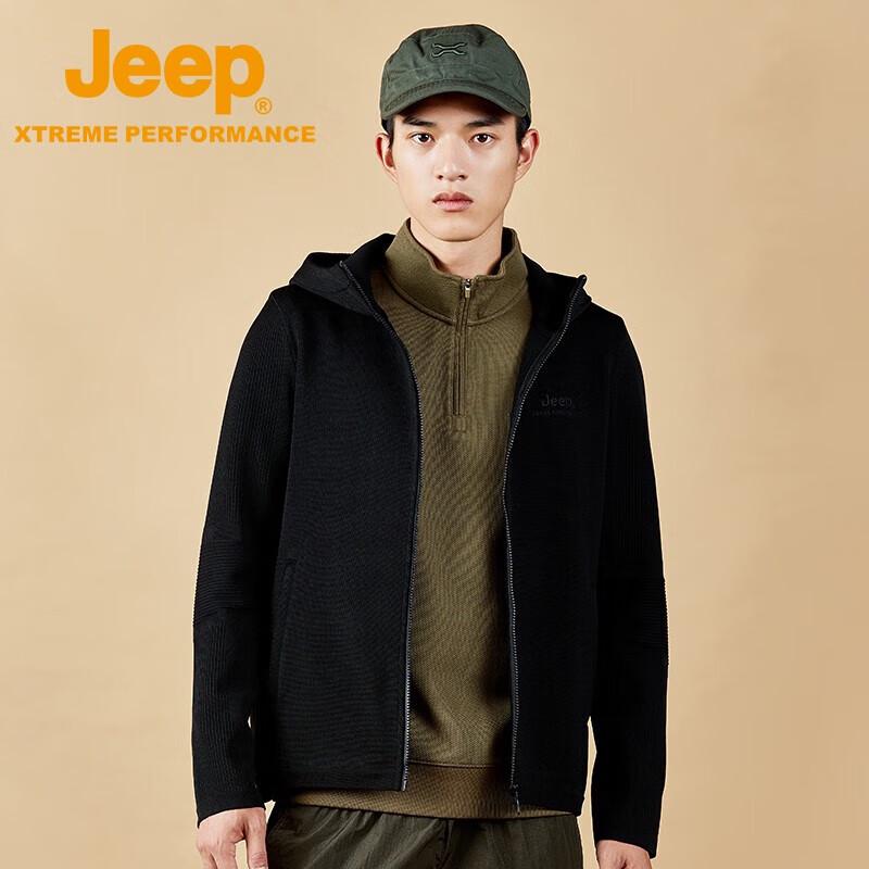 Jeep Men's Thickened Hooded Thermal Knit Jacket