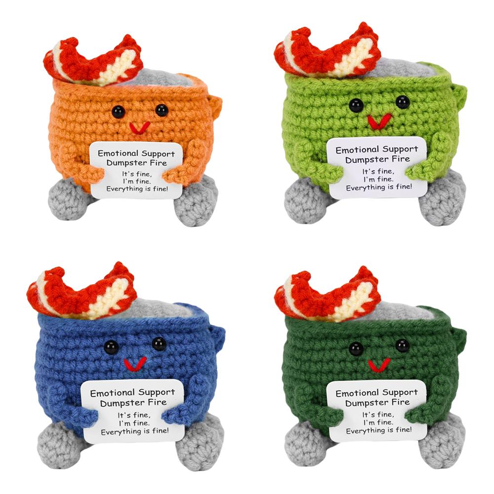 Häkeln Müllcontainer Feuer Niedlich Humorvoll Emotionale Unterstützung Dekoration Geschenk für Zuhause und Büro Fröhliches Accessoire