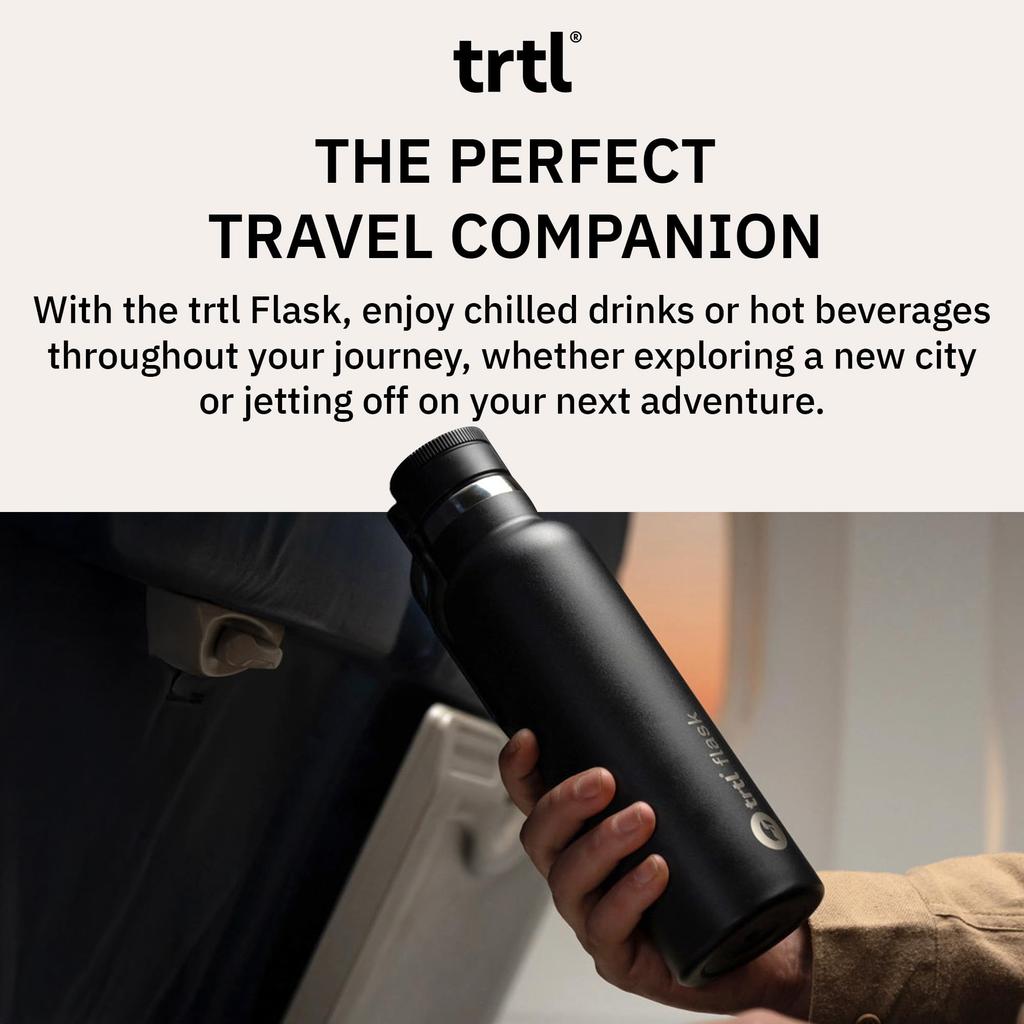 Trtl Flask, Travel Water Bottle - For Hot and Cold Drinks - Insulated Water Bottle with Leak-Proof Storage Lid, Holds Up To 600 ML Of Liquid