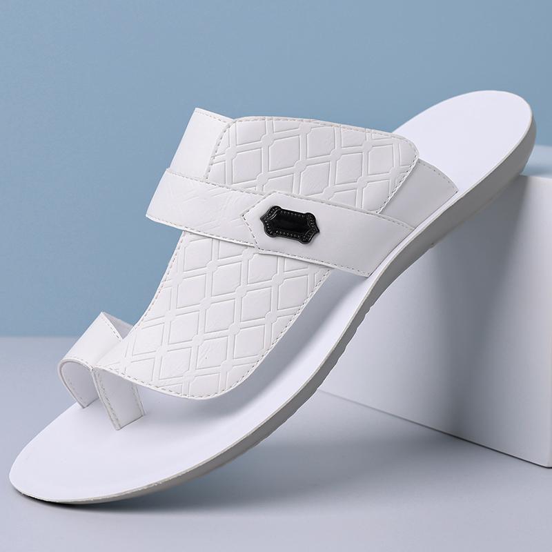 TUINANLE Men’s Minimalist and Stylish Summer Casual Flat Sandals – Slip-on Genuine Leather Sandals Suitable for Indoor and Outdoor Use