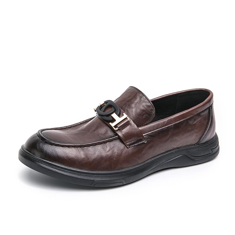 

Модная повседневная кожаная мужская обувь Мужские лоферы слипоны Мужская кожаная обувь для делового платья 44 коричневый